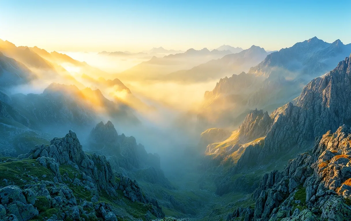 Amanecer sereno en la montaña