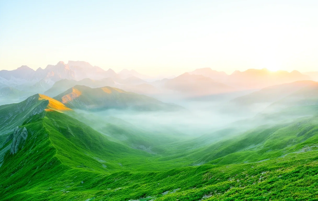 Amanecer sereno en la montaña